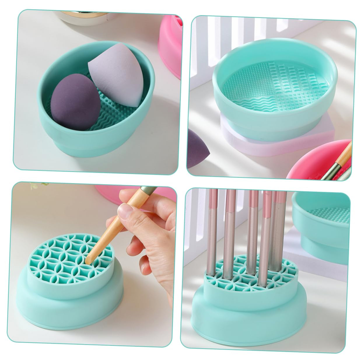 Beauty Egg Cleaning Cup Makeup Tool Cleaner Bowl Silicone Facial Brush Cleaning Cup Brush Drying Rack