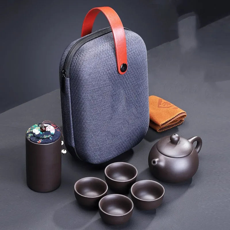 Purple Sand Portable Travel Tea And Travel Bag Set