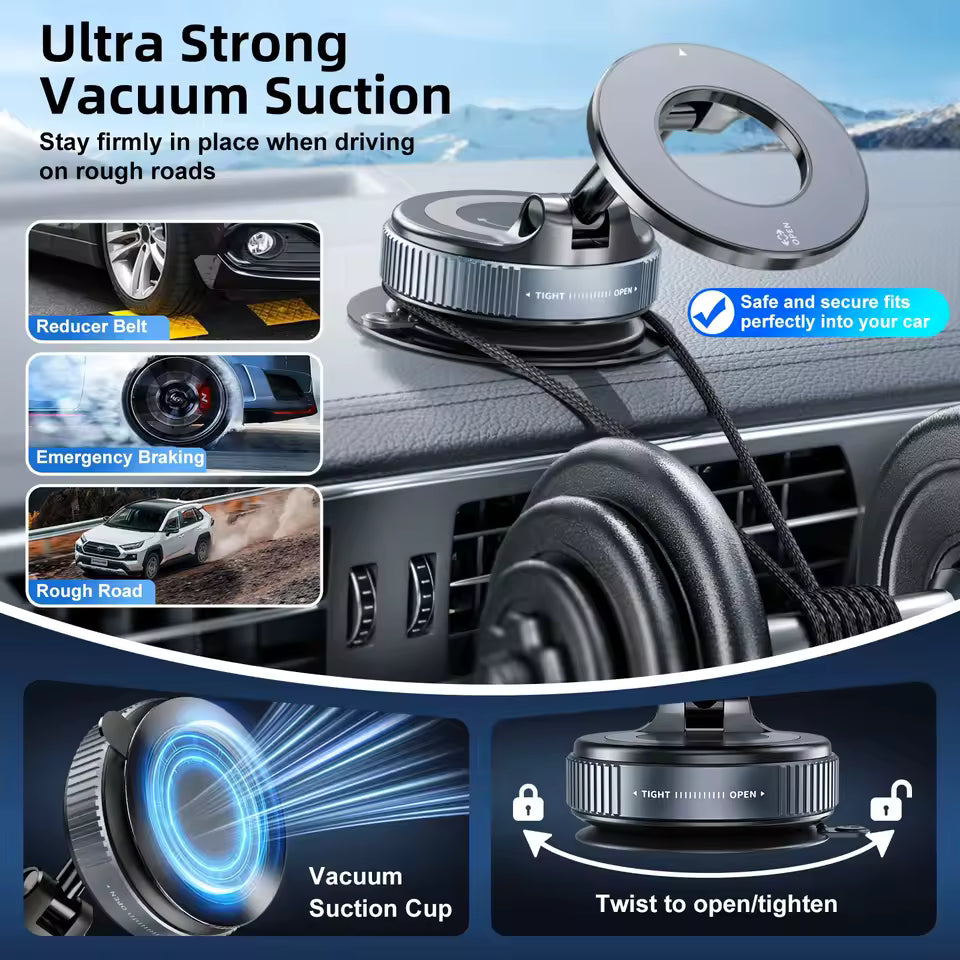 Universal Magnetic Car Phone Holder – 360° Rotation & Strong Suction