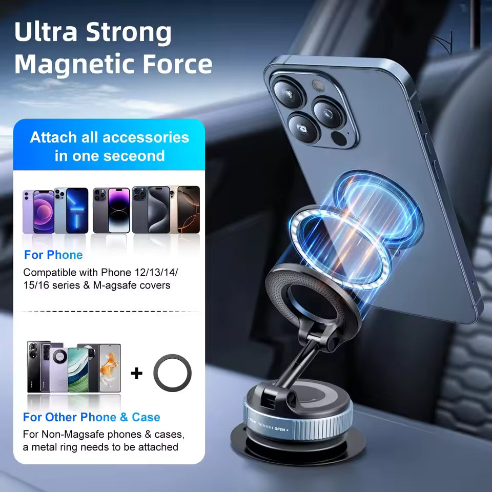 Universal Magnetic Car Phone Holder – 360° Rotation & Strong Suction