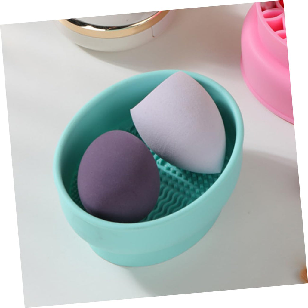 Beauty Egg Cleaning Cup Makeup Tool Cleaner Bowl Silicone Facial Brush Cleaning Cup Brush Drying Rack