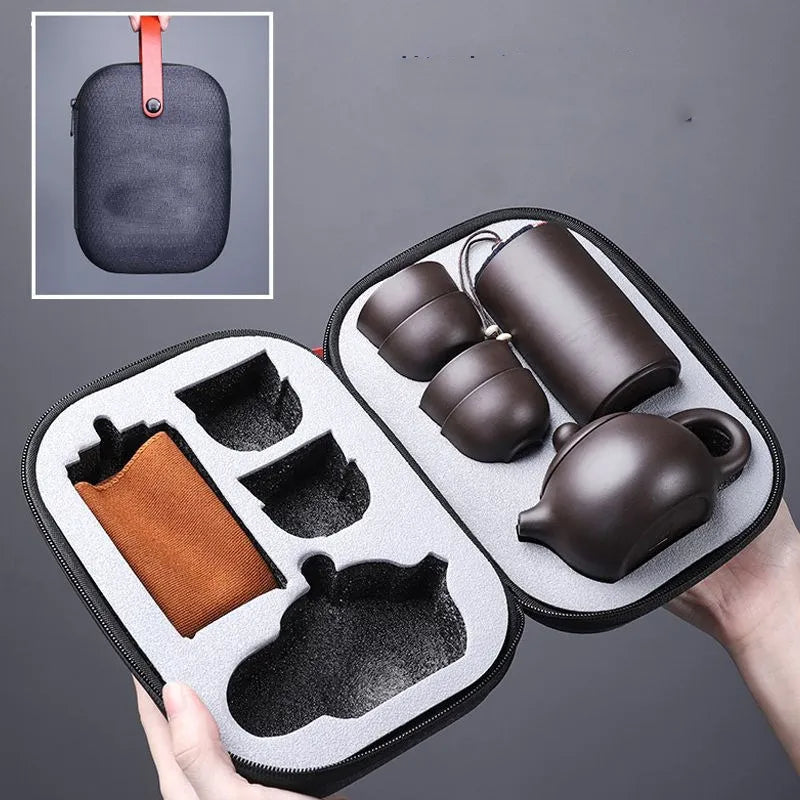 Purple Sand Portable Travel Tea And Travel Bag Set